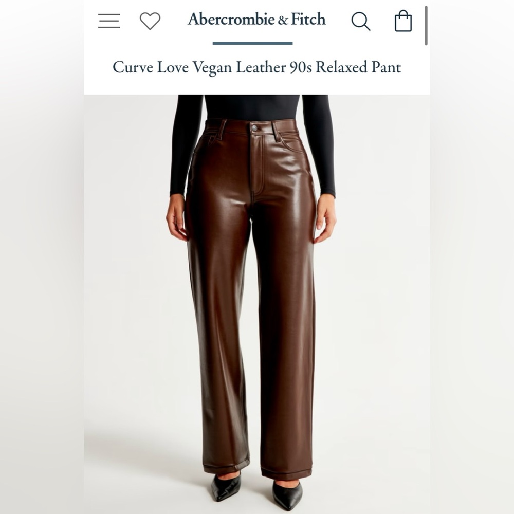 Abercrombie & Fitch Curve Love Vegan Leather 90s Relaxed Pant